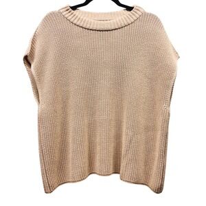 Frank & Eileen XS Cotton Chunky Knit Sweater Vest Beige Mock Neck Portugal